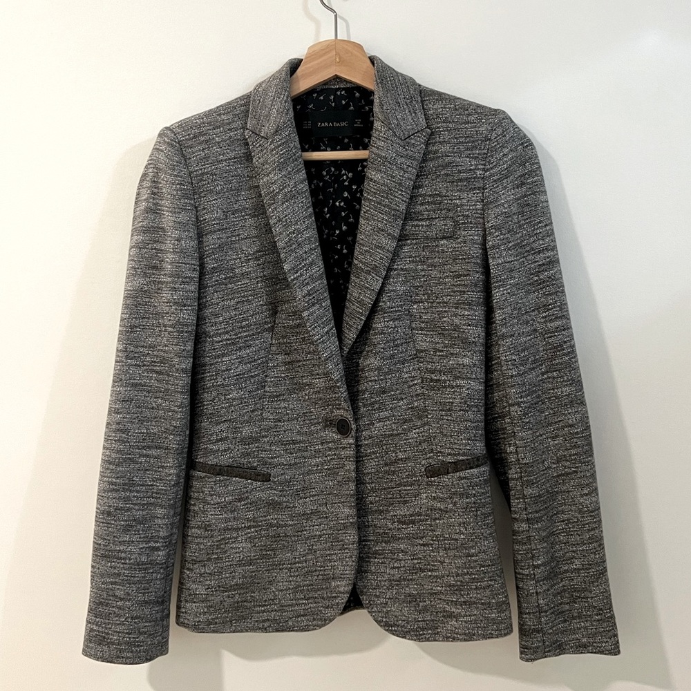 Zara Basic Blazer With Elbow Patches - image 1